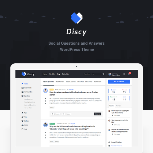 Discy - Social Questions and Answers WordPress Theme