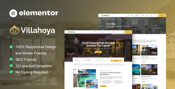 Villahoya - Villa Vacation Rental Elementor Template Kit