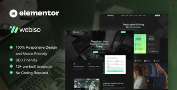 Webiso - Dark Digital Agency Elementor Template Kit