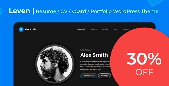 Leven - Best CV Resume WordPress Theme